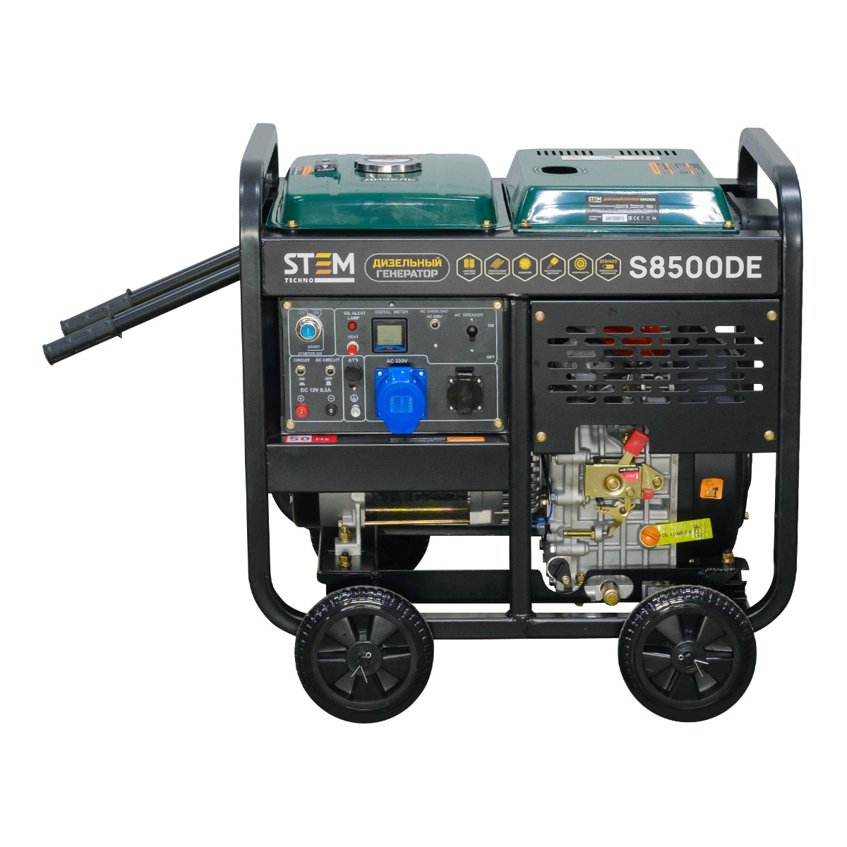 Генератор дизельный STEM Techno S8500DE (8,5кВт, электростартер, дисплей, подогрев, АВР)
